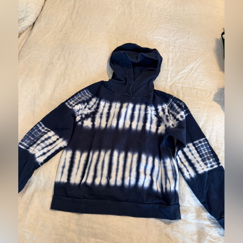 Madewell Navy and White Tie-Dye Zip-Up Hoodie